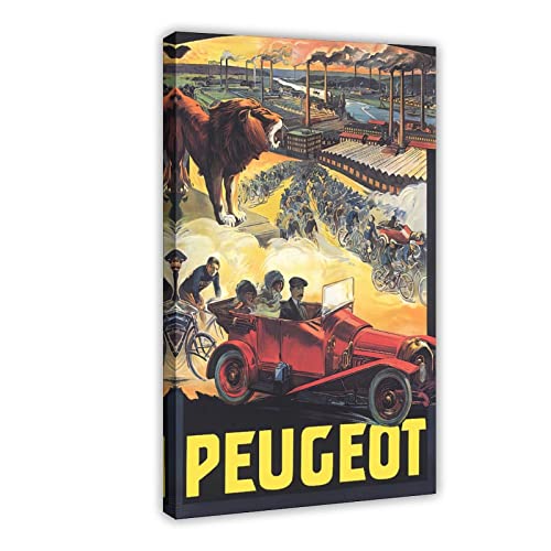 ZAPORA Peugeot 3 Vintage Automobiles Poster Leinwand Poster Wandkunst Dekor Druck Bild Gemälde für Wohnzimmer Schlafzimmer Dekoration Rahmenstil 40 x 60 cm von ZAPORA