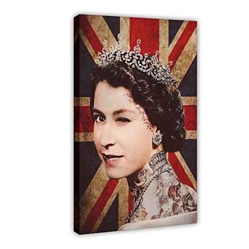 ZAPORA Queen Elizabeth Leinwand-Poster, Wandkunst, Dekordruck, Bild, Gemälde für Wohnzimmer, Schlafzimmer, Dekoration, Rahmenstil, 40 x 60 cm von ZAPORA