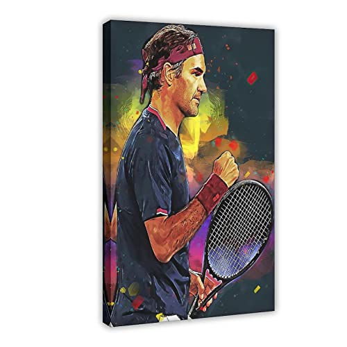 ZAPORA Roger Federer Poster Leinwand Poster Schlafzimmer Dekor Sport Landschaft Büro Zimmer Dekor Geschenk Rahmenstil 40 x 60 cm von ZAPORA