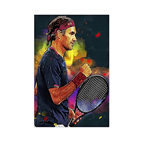 ZAPORA Roger Federer Poster auf Leinwand, Schlafzimmer, Dekoration, Sport, Landschaft, Büro, Raumdekoration, Geschenk, ungerahmt, 40 x 60 cm von ZAPORA