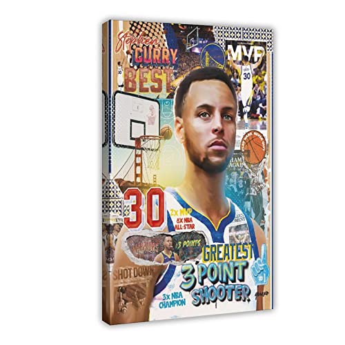 ZAPORA Stephen Curry Poster (2) Leinwand Poster Schlafzimmer Dekor Sport Landschaft Büro Zimmer Dekor Geschenk Rahmenstil 30 x 45 cm von ZAPORA