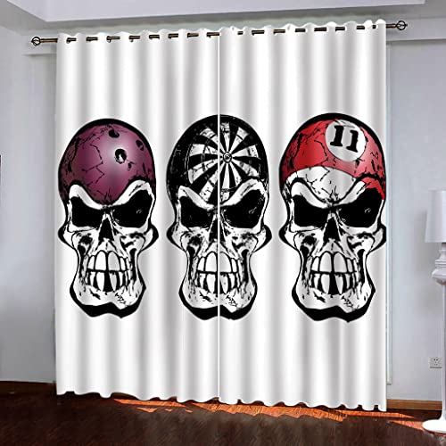 ZAPVI Fenster Vorhang Schlaufen-Vorhang Horror & Totenkopf Dekorative Gardine Schlaufenschal Fenster-Schal 2er Set Größe:2 x B140 x H245cm von ZAPVI