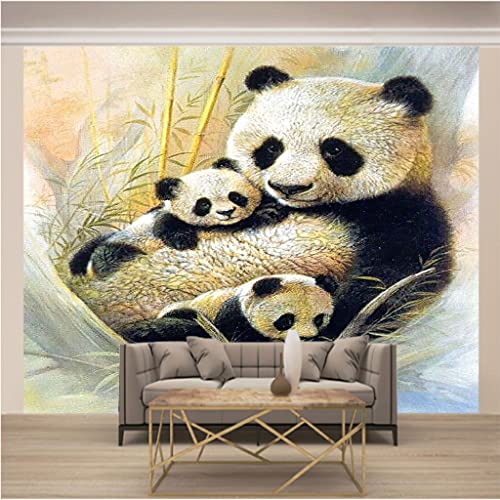 ZAPVI Fototapete 3D Effekt Vlies Tapete Panda-Familie Größe:W250CMxH175CM Tapeten Wandbilder Wohnzimmer Schlafzimmer TV Hintergrund Wand Dekoration von ZAPVI