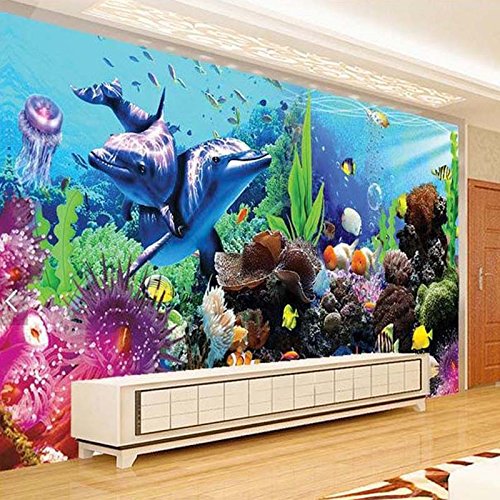 ZAPVI Fototapete 3D Tapete Wandbild Unterwasser & Fische Wandgemälde Im Hintergrund Foto Tapete 3D Effekt Wandtapete Vliestapete Wandbilder Wanddeko Tapeten Größe:W200CMxH140CM von ZAPVI