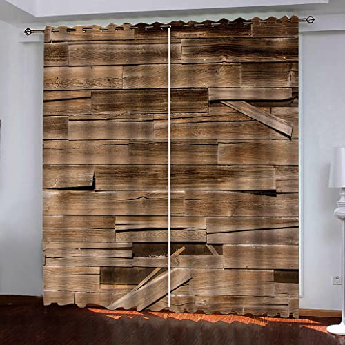 ZAPVI Gardinen Blickdicht Ösen Gardinen Vintage & Holzdielen Blickdicht Kräuselband Gardinen Wohnzimmer Vorhang Verdunkelung 2er Set Größe:2 x B140 x H175cm von ZAPVI