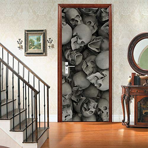 ZAPVI Selbstklebende 3D Tür Wandbilder aufkleber Horror & Totenköpfe Diy Home Design Sonderanfertigung Tapete B85 x H205cm von ZAPVI