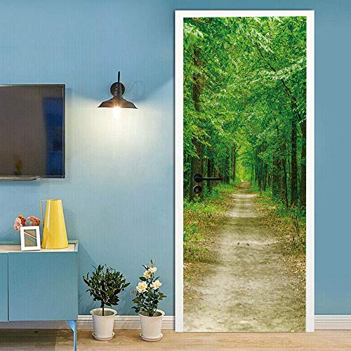 ZAPVI Türaufkleber Waldweg Türtapete Selbstklebend Türposter Kinderzimmer Fototapete Türfolie Poster Tapete Türaufkleber 3D Decoration Aufkleber PVC Selbstklebend 90x200cm von ZAPVI