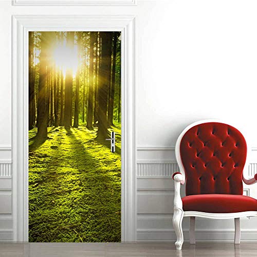 ZAPVI Türtapete Selbstklebend Sonnenschein Wald Tür Türtapete Selbstklebend Türposter ,Fototapete Selbstklebend 3D Pvc Türaufkleber Diy Türbild,Türfolie Poster Tapete 90x200cm von ZAPVI