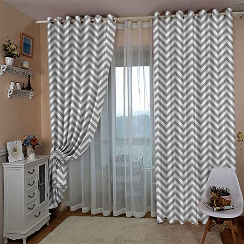 ZAPVI Vorhang Grau & Gestreift Blickdicht Schlaufen Verdunkelungsgardinen Gardinen Schlafzimmer 2er Set Größe:2 x B168 x H229cm von ZAPVI