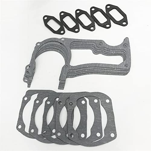ZAPYVET 5 X Kurbelgehäuse Zylinder Schalldämpfer Auspuff Dichtung Set, for Husqvarna, 50 51 55 Kettensäge 501761802 Ersatz Teile Kettensägen-Schalldämpfer-Kit von ZAPYVET