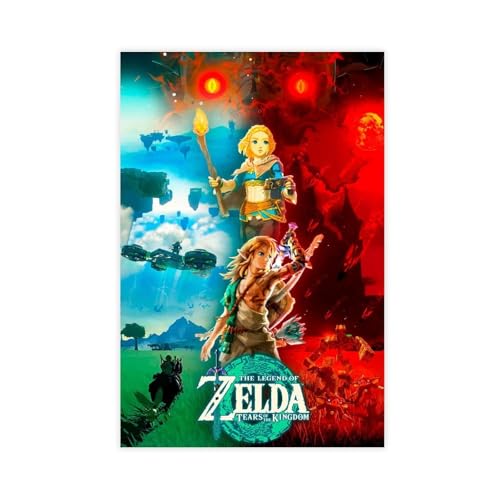 ZAQMKOL Poster "The Legend of Zelda", Leinwandposter, Wandkunst, Dekordruck, Gemälde für Wohnzimmer, Schlafzimmer, Dekoration, 60 x 90 cm, 4 Stück von ZAQMKOL