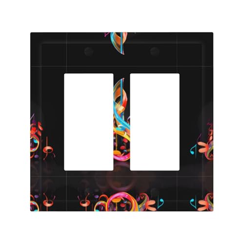 Bunte Musiknoten, langlebige und stilvolle Wandplatte, vollflächiger Druck, PC-Material, hitze- und lichtbeständig, einfach zu installieren von ZAQXSWCDEV