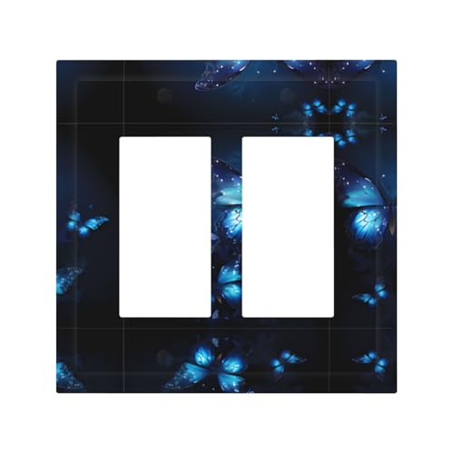 Dunkelblaue Schmetterlinge, langlebige und stilvolle Wandplatte, vollflächiger Druck, PC-Material, hitze- und lichtbeständig, einfach zu installieren von ZAQXSWCDEV