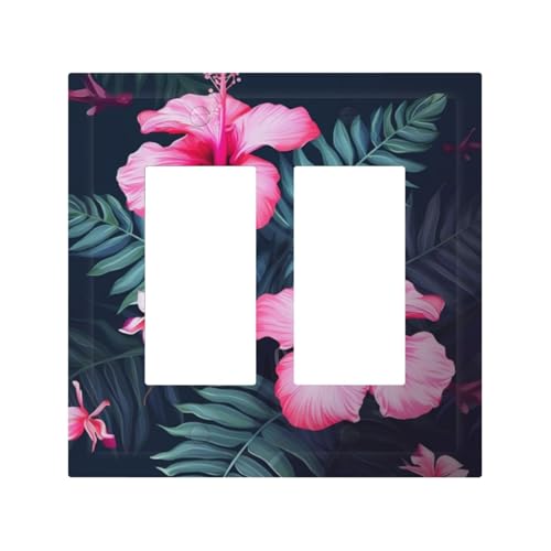 Hawaii Wandplatte mit rosa Blumen, langlebig und stilvoll, vollflächiger Druck, PC-Material, hitze- und lichtbeständig, einfach zu installieren von ZAQXSWCDEV