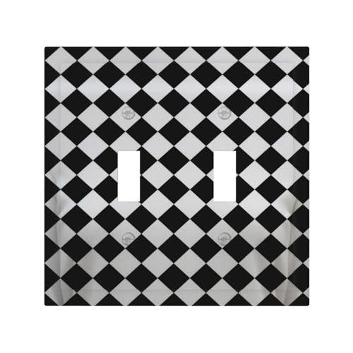 Schwarz-weiß karierte, langlebige und stilvolle Wandplatte, vollflächiger Druck, PC-Material, hitze- und lichtbeständig, einfach zu installieren von ZAQXSWCDEV