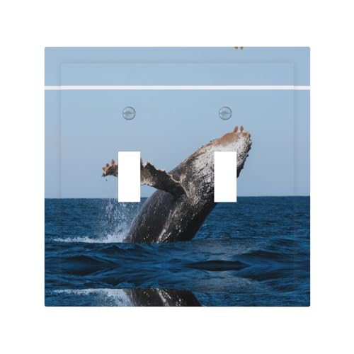 Springende Wale (2) Langlebige und stilvolle Wandplatte, vollflächiger Druck, PC-Material, hitze- und lichtbeständig, einfach zu installieren von ZAQXSWCDEV