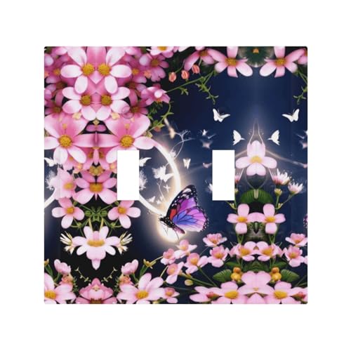 Wandplatte mit Blumen, Schmetterling, langlebig und stilvoll, vollflächiger Druck, PC-Material, hitze- und lichtbeständig, einfach zu installieren von ZAQXSWCDEV
