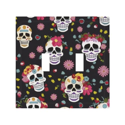 Wandplatte mit Blumen-Horror-Schädel, langlebig und stilvoll, vollflächiger Druck, PC-Material, hitze- und lichtbeständig, einfach zu installieren von ZAQXSWCDEV