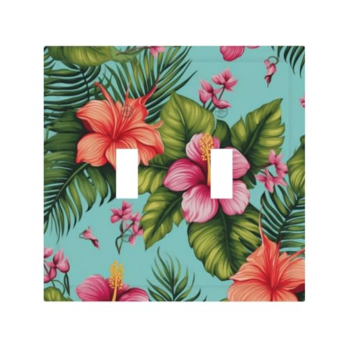 Wandplatte mit tropischen Blättern und Blumen, langlebig und stilvoll, vollflächiger Druck, PC-Material, hitze- und lichtbeständig, einfach zu installieren von ZAQXSWCDEV