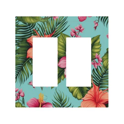 Wandplatte mit tropischen Blättern und Blumen, langlebig und stilvoll, vollflächiger Druck, PC-Material, hitze- und lichtbeständig, einfach zu installieren von ZAQXSWCDEV