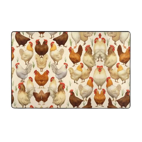 ZAQXSWCDEV A Brood Of Chickens Luxuriöser Teppich, 152,4 x 99,1 cm, einseitiger Druck, weicher Flanellstoff, hochdichter Memory-Schaum, rutschfeste und langlebige Unterseite von ZAQXSWCDEV