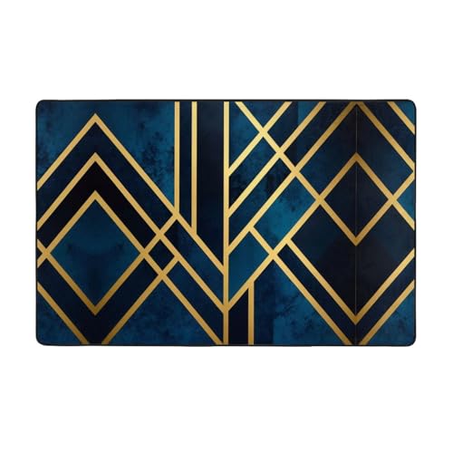 ZAQXSWCDEV Abstrakter geometrischer gestreifter luxuriöser 152,4 x 99,1 cm Teppich, einseitiger Druck, weicher Flanellstoff, hochdichter Memory-Schaum, rutschfeste und langlebige Unterseite von ZAQXSWCDEV