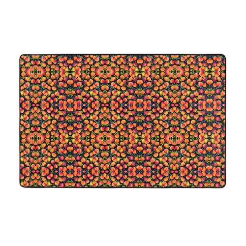 ZAQXSWCDEV Bunter Pfirsich-Teppich, luxuriös, 152,4 x 99,1 cm, einseitiger Druck, weicher Flanellstoff, hochdichter Memory-Schaum, rutschfeste und langlebige Unterseite von ZAQXSWCDEV