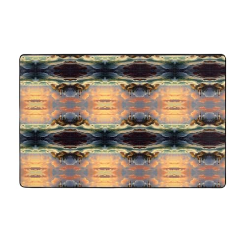 ZAQXSWCDEV Coast Wave And House Luxuriöser Teppich, 152,4 x 99,1 cm, einseitiger Druck, weicher Flanellstoff, hochdichter Memory-Schaum, rutschfeste und langlebige Unterseite von ZAQXSWCDEV