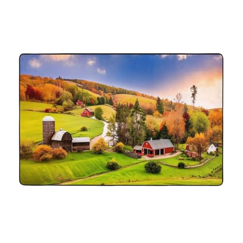 ZAQXSWCDEV Country Farm Luxuriöser Teppich, 152,4 x 99,1 cm, einseitiger Druck, weicher Flanellstoff, hochdichter Memory-Schaum, rutschfeste und strapazierfähige Unterseite von ZAQXSWCDEV