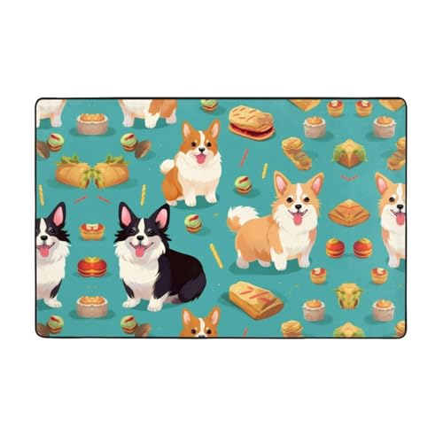 ZAQXSWCDEV Cute Dogs Luxuriöser Teppich, 152,4 x 99,1 cm, einseitiger Druck, weicher Flanellstoff, hochdichter Memory-Schaum, rutschfeste und langlebige Unterseite von ZAQXSWCDEV