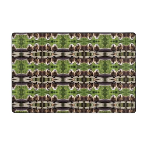 ZAQXSWCDEV Cute Otter luxuriöser Teppich, 152,4 x 99,1 cm, einseitiger Druck, weicher Flanellstoff, hochdichter Memory-Schaum, rutschfeste und langlebige Unterseite von ZAQXSWCDEV