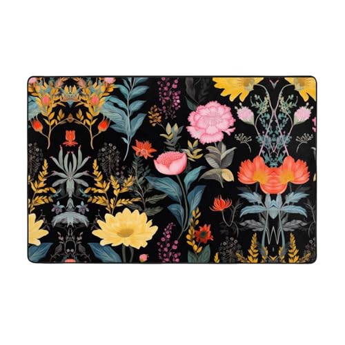 ZAQXSWCDEV Farbenfroher Boho-Teppich, luxuriös, 152,4 x 99,1 cm, einseitiger Druck, weicher Flanellstoff, hochdichter Memory-Schaum, rutschfeste und langlebige Unterseite von ZAQXSWCDEV