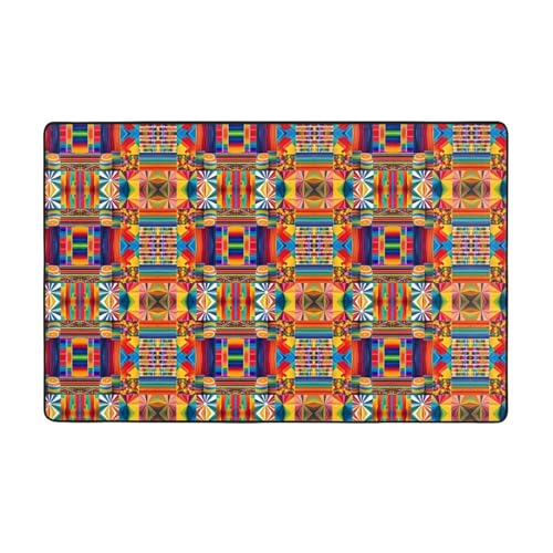 ZAQXSWCDEV Farbenfroher Collage-Teppich, luxuriös, 152,4 x 99,1 cm, einseitiger Druck, weicher Flanellstoff, hochdichter Memory-Schaum, rutschfeste und langlebige Unterseite von ZAQXSWCDEV