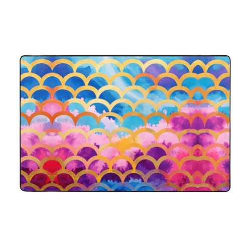 ZAQXSWCDEV Farbenfroher Regenbogen-Teppich, 152,4 x 99,1 cm, einseitiger Druck, weicher Flanellstoff, hochdichter Memory-Schaum, rutschfeste und langlebige Unterseite von ZAQXSWCDEV