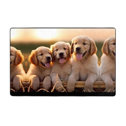 ZAQXSWCDEV Golden Retriever Hunde-Teppich, luxuriös, 152,4 x 99,1 cm, einseitiger Druck, weicher Flanellstoff, hochdichter Memory-Schaum, rutschfeste und langlebige Unterseite von ZAQXSWCDEV