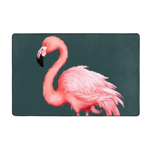 ZAQXSWCDEV Handbemalter Flamingo-Vogel, luxuriös, 152,4 x 99,1 cm, einseitiger Druck, weicher Flanellstoff, hochdichter Memory-Schaum, rutschfeste und langlebige Unterseite von ZAQXSWCDEV