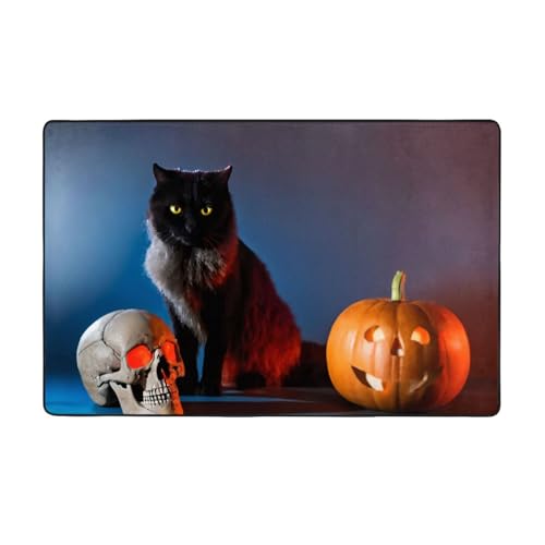 ZAQXSWCDEV Horror Ghost Skull Luxuriöser Teppich, 152,4 x 99,1 cm, einseitiger Druck, weicher Flanellstoff, hochdichter Memory-Schaum, rutschfeste und strapazierfähige Unterseite von ZAQXSWCDEV