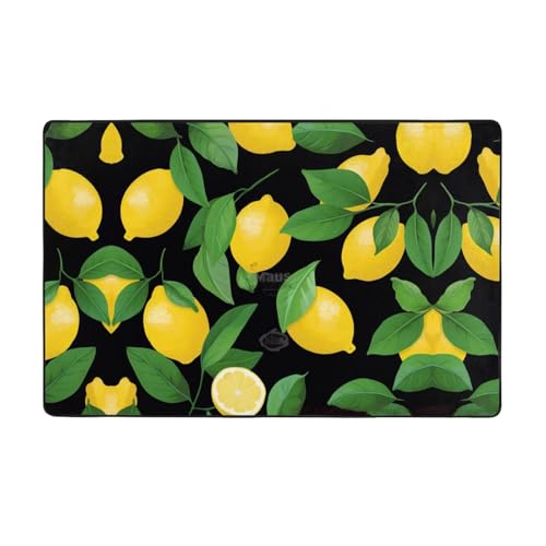 ZAQXSWCDEV Lemon Fruit Luxuriöser Teppich, 152,4 x 99,1 cm, einseitiger Druck, weicher Flanellstoff, hochdichter Memory-Schaum, rutschfeste und langlebige Unterseite von ZAQXSWCDEV