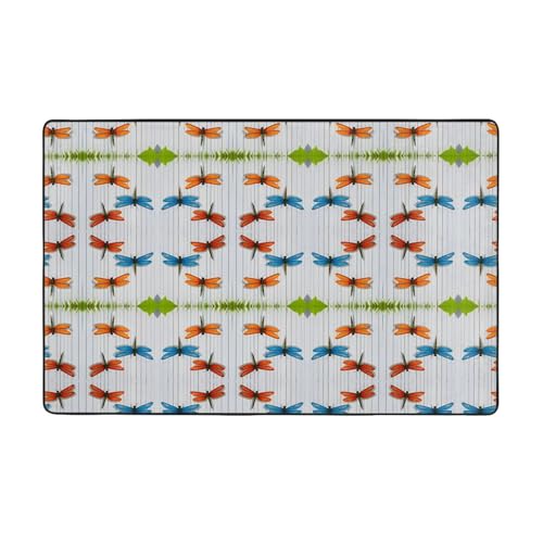 ZAQXSWCDEV Libellenzaun-Teppich, luxuriös, 152,4 x 99,1 cm, einseitiger Druck, weicher Flanellstoff, hochdichter Memory-Schaum, rutschfeste und langlebige Unterseite von ZAQXSWCDEV