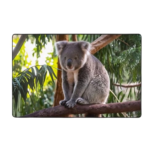 ZAQXSWCDEV Lovely Koala (1) Luxuriöser 152,4 x 99,1 cm Teppich, einseitiger Druck, weicher Flanellstoff, hochdichter Memory-Schaum, rutschfeste und langlebige Unterseite von ZAQXSWCDEV