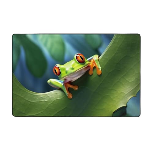 ZAQXSWCDEV Luxuriöser Baumfrosch-Teppich, 152,4 x 99,1 cm, einseitiger Druck, weicher Flanellstoff, hochdichter Memory-Schaum, rutschfeste und langlebige Unterseite von ZAQXSWCDEV