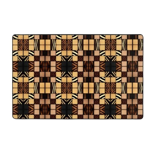 ZAQXSWCDEV Luxuriöser Denim-Patchwork-Teppich, 152,4 x 99,1 cm, einseitiger Druck, weicher Flanellstoff, hochdichter Memory-Schaum, rutschfeste und langlebige Unterseite von ZAQXSWCDEV