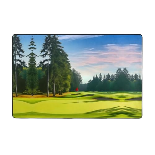ZAQXSWCDEV Luxuriöser Golfplatz-Teppich, 152,4 x 99,1 cm, einseitiger Druck, weicher Flanellstoff, hochdichter Memory-Schaum, rutschfeste und langlebige Unterseite von ZAQXSWCDEV