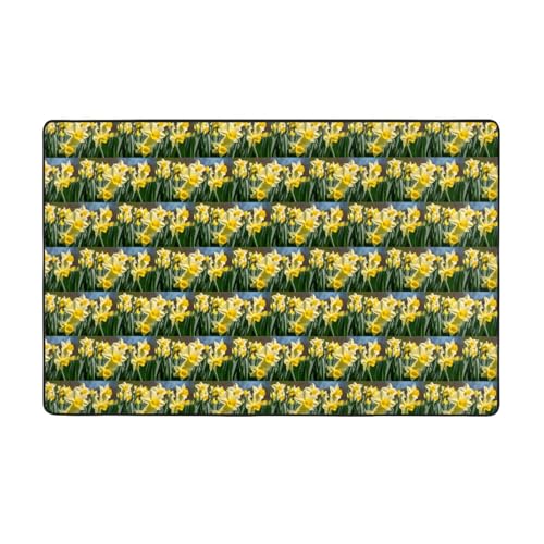 ZAQXSWCDEV Luxuriöser Narzissen-Blumenteppich, 152,4 x 99,1 cm, einseitiger Druck, weicher Flanellstoff, hochdichter Memory-Schaum, rutschfeste und langlebige Unterseite von ZAQXSWCDEV