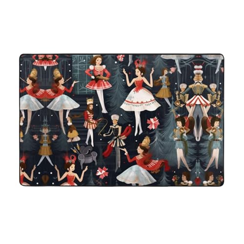ZAQXSWCDEV Luxuriöser Nussknacker-Teppich für Damen, 152,4 x 99,1 cm, einseitiger Druck, weicher Flanellstoff, hochdichter Memory-Schaum, rutschfeste und langlebige Unterseite von ZAQXSWCDEV