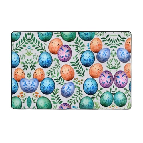 ZAQXSWCDEV Luxuriöser Ostereier-Teppich, 152,4 x 99,1 cm, durchgehender einseitiger Druck, weicher Flanellstoff, hochdichter Memory-Schaum, rutschfeste und langlebige Unterseite von ZAQXSWCDEV