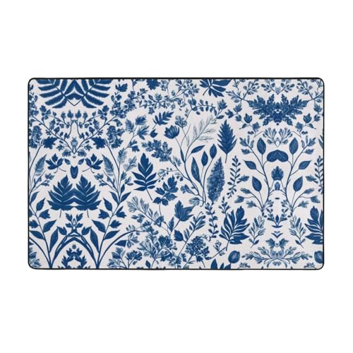 ZAQXSWCDEV Luxuriöser Teppich mit Blumen und Blättern, 152,4 x 99,1 cm, einseitiger Druck, weicher Flanellstoff, hochdichter Memory-Schaum, rutschfeste und langlebige Unterseite von ZAQXSWCDEV
