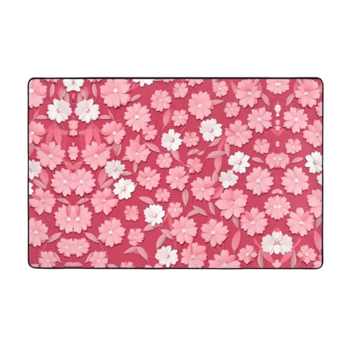 ZAQXSWCDEV Luxuriöser Teppich mit Blumenstruktur, 152,4 x 99,1 cm, einseitiger Druck, weicher Flanellstoff, hochdichter Memory-Schaum, rutschfeste und strapazierfähige Unterseite von ZAQXSWCDEV