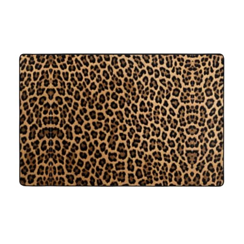 ZAQXSWCDEV Luxuriöser Teppich mit Leopardenmuster, 152,4 x 99,1 cm, einseitiger Druck, weicher Flanellstoff, hochdichter Memory-Schaum, rutschfeste und langlebige Unterseite von ZAQXSWCDEV