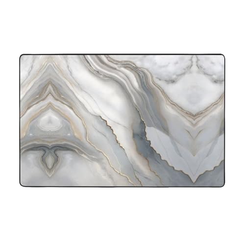 ZAQXSWCDEV Luxuriöser Teppich mit Marmorstruktur, 152,4 x 99,1 cm, einseitiger Druck, weicher Flanellstoff, hochdichter Memory-Schaum, rutschfeste und langlebige Unterseite von ZAQXSWCDEV